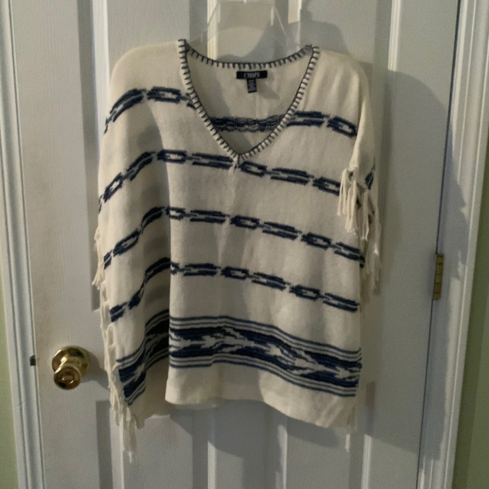 Chaps Poncho type fringed lightweight sweater